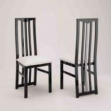 Regal Black Wooden Dining Chairs With White Seat In Pair - UK