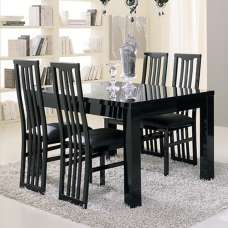 Regal Dining Table In Gloss Black With 4 Cexa Black Chairs - UK