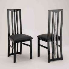 Regal Black Wooden Dining Chairs In Pair - UK
