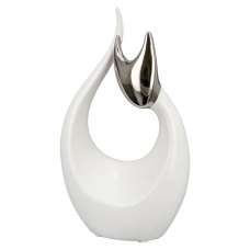Regina Ceramics Cat Nadja Sculpture In White And Silver - UK