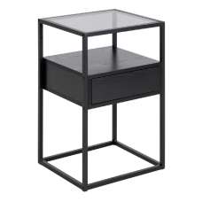 Regina Wooden Bedside Cabinet With Metal Frame In Black - UK