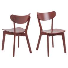 Reims Terracotta Wooden Dining Chairs In Pair - UK