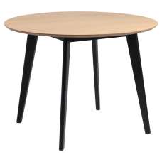 Reims Wooden Round Dining Table In Oak And Matt Black - UK