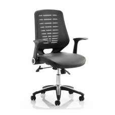Relay Task Black Back Office Chair With Leather Black Seat - UK