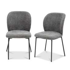 Remy Charcoal Fabric Dining Chairs with Black Legs in Pair - UK