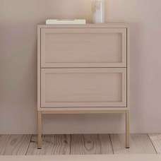 Rennes Wooden Bedside Cabinet With 2 Drawers - Grey - UK