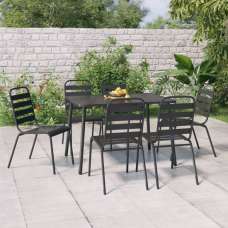 Reno Small Steel 7 Piece Garden Dining Set In Anthracite - UK