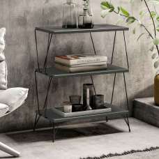 Renova Wooden Side Table with Metal Frame in Anthracite - UK