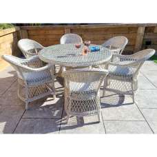 Renton Glass Top Garden Dining Set With 6 Chairs In white - UK