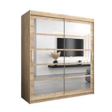 Reston Mirrored Wardrobe With 2 Sliding Doors In Sonoma Oak - UK