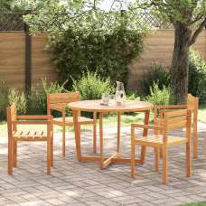 Revano Garden 110cm Acacia Wood Dining Table with 4 Chairs in Brown - UK