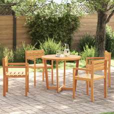 Revano Garden 90cm Acacia Wood Dining Table with 4 Chairs in Brown - UK