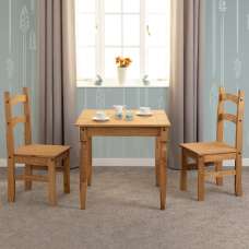 Revolution Wooden Dining Table With 2 Chairs In Waxed Pine - UK