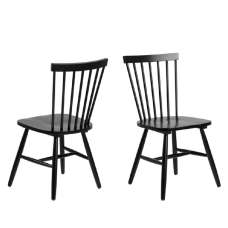 Rexford Black Wooden Dining Chairs In Pair - UK