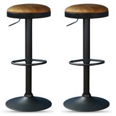 Rexford Rust Fabric Gas Lift Stools - Pair - UK