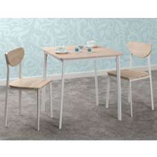 Rexford Wooden Dining Table With 2 Chairs In Light Oak And White - UK