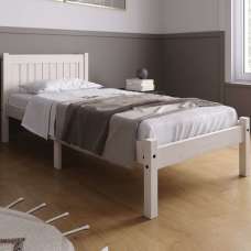 Ria Wooden Single Bed In White Wash - UK