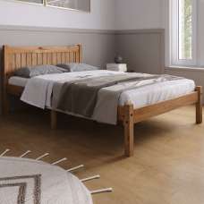 Ria Wooden Small Double Bed In Natural Oak - UK