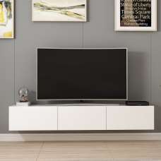 Ribelle Wooden TV Stand with 3 Flap Doors in White - UK