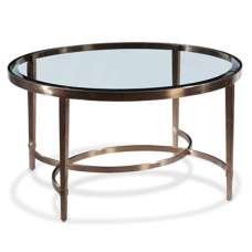 Ribery Clear Glass Coffee Table With Brushed Antique Brass Frame - UK
