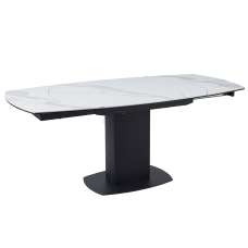 Ridgeway Ceramic Glass Extending Dining Table In White Grey - UK