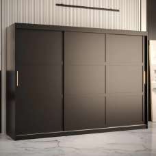 Rieti I Wooden Wardrobe 2 Sliding Doors 250cm In Black - UK