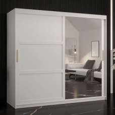 Rieti II Mirrored Wardrobe 2 Sliding Doors 200cm In White - UK