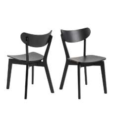 Riga Black Wooden Dining Chairs In Pair - UK