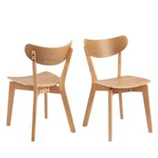 Riga Oak Wooden Dining Chairs In Pair - UK