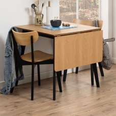 Riga Wooden Drop Lift Dining Table With 2 Chairs In Black And Oak - UK