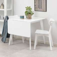 Riga Wooden Drop Lift Dining Table With 2 Chairs In White - UK