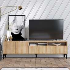 Riona Wooden TV Stand with 4 Doors in Oak - UK