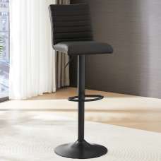 Ripple Faux Leather Bar Stool In Black With Black Base - UK