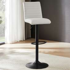 Ripple Faux Leather Bar Stool In White With Black Base - UK