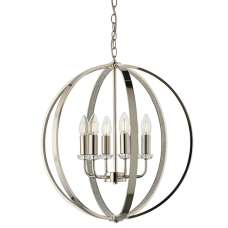 Ritz 6 Lights Ceiling Pendant Light In Bright Nickel - UK