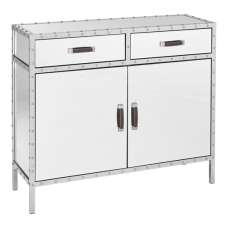 Rivota Mirrored Glass Sideboard With 2 Door 2 Drawer In Silver - UK