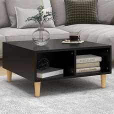 Riye Wooden Coffee Table With 2 Shelves In Black - UK
