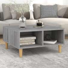 Riye Wooden Coffee Table With 2 Shelves In Grey And Sonoma Oak - UK