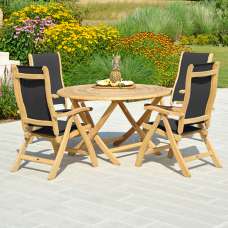 Robalt Folding 1300mm Dining Table And 4 Sling Chair In Natural - UK