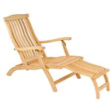 Robalt Outdoor Wooden Steamer Relaxing Chair In Natural - UK
