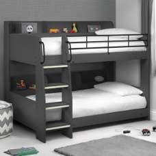 Dallyce Wooden Bunk Bed In Anthracite With Ladder - UK