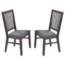 Rochelle Dark Oak Wooden Dining Chairs With Fabric Seat - Pair - UK