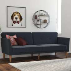 Rockingham Fabric Sofa Bed With Wooden Legs In Blue - UK