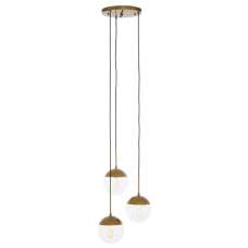 Rocklin 3 Lights Clear Glass Shade Pendant Light In Gold - UK