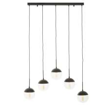 Rocklin Clear Glass Shade Pendant Light In Black - UK