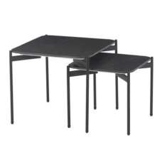 Rockton Black Ceramic Nest Of 2 Tables With Metal Legs - UK