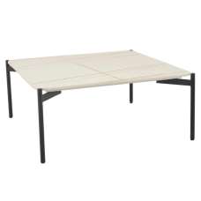 Rockton White Ceramic Square Coffee Table With Metal Legs - UK