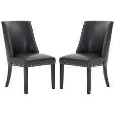 Rodik Black Faux Leather Dining Chairs In Pair - UK