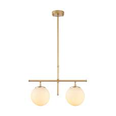 Roe 2 Light Metal Ceiling Pendant Light in Gold and White - UK