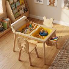 Roll Pine Kids Table with 2 Chairs in Yellow and Oak - UK